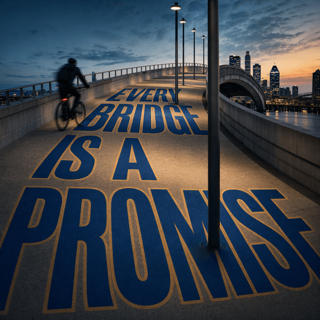 Perspective typography bridge poster generated with ChatGPT Images 2.0