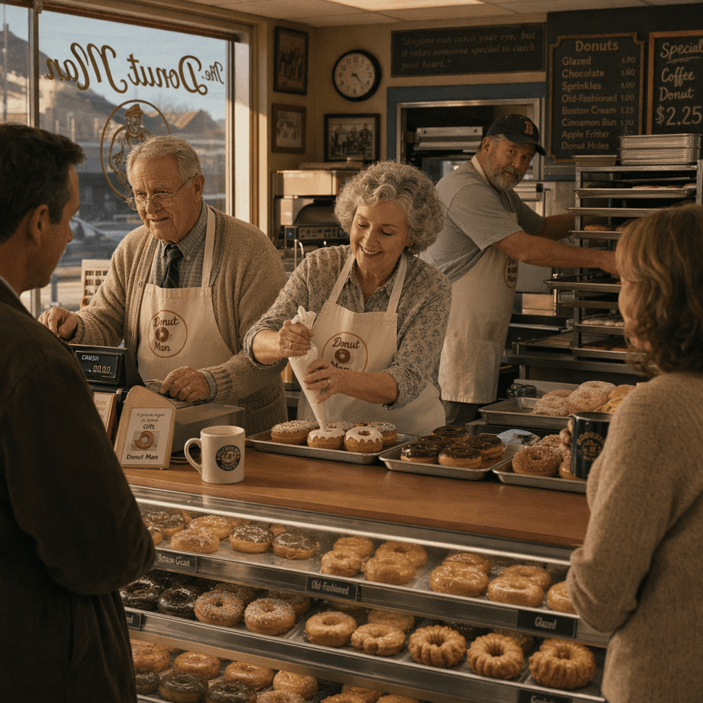 Small-town donut shop game cutscene generated with ChatGPT Images 2.0
