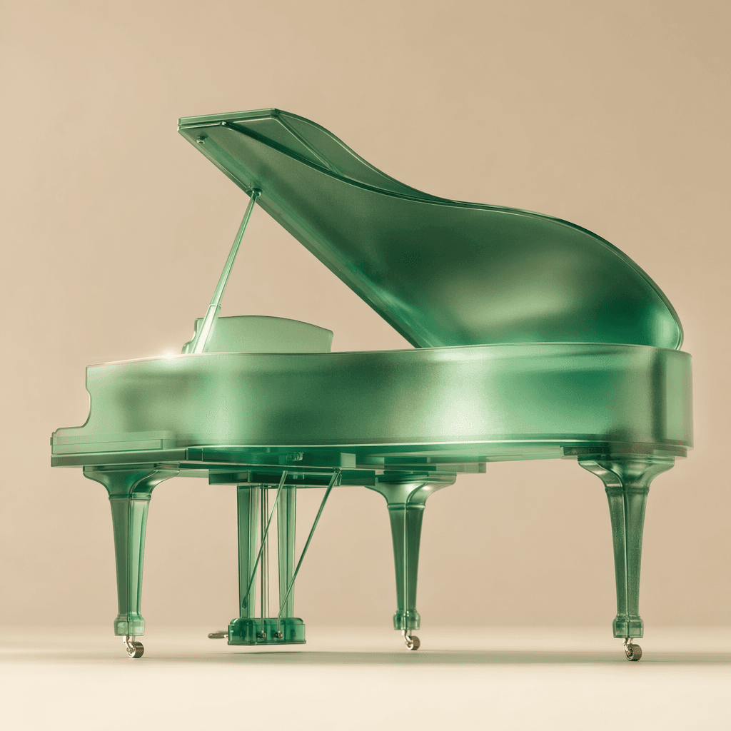 Translucent emerald resin grand piano render generated with ChatGPT Images 2.0