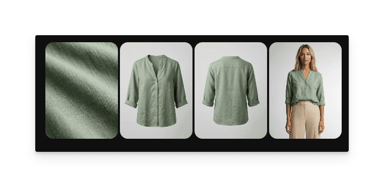 Generated catalogue views of the garment