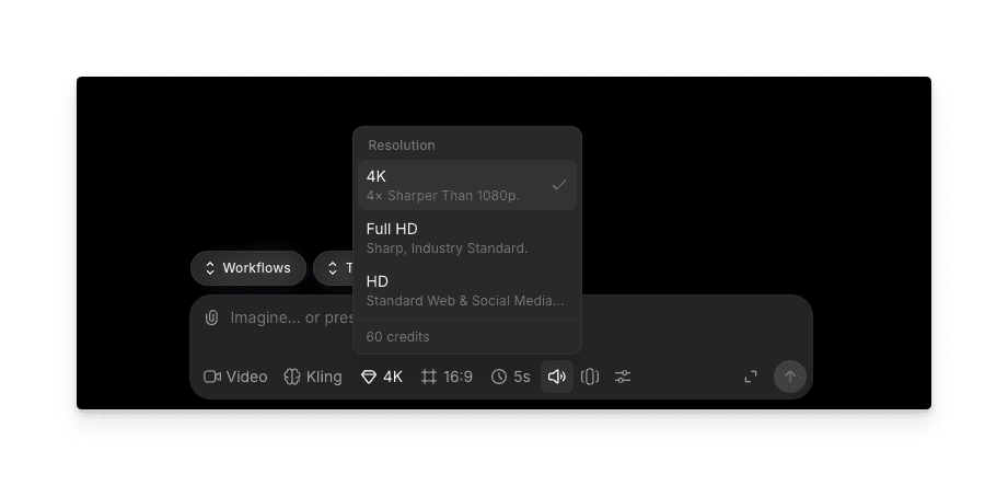 Setting the output resolution to 4K in Morphic's video settings