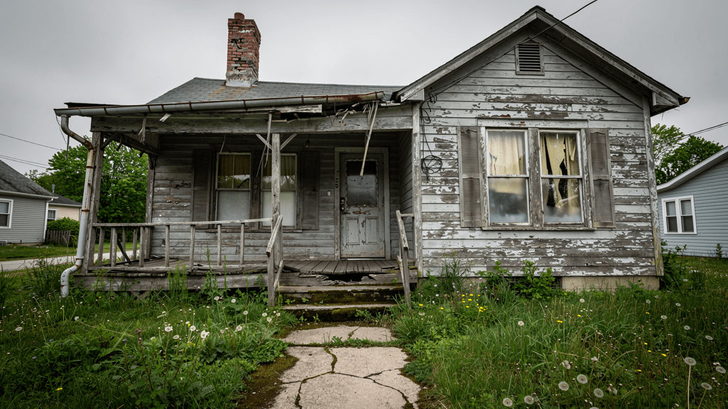 Before image showing an unrenovated room interior