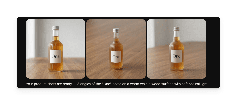 Generated professional product photo with studio lighting on selected surface